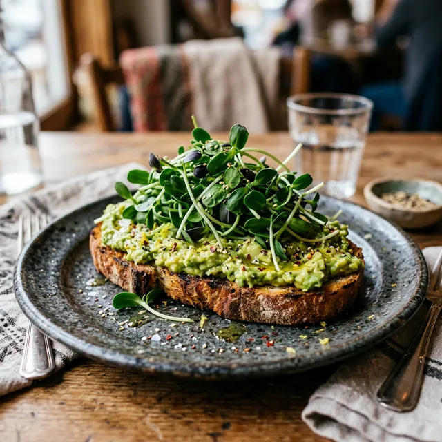 Tostada de aguacate con girasol